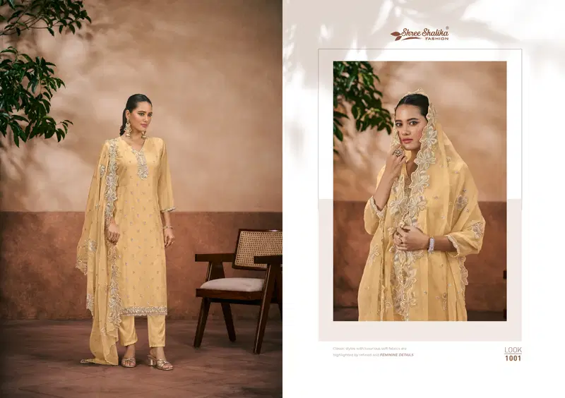 Ruhani By shree Shalika Organza Chiffon Embroidery Dress Material Suppliers In India